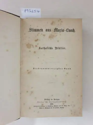 Abtei Maria Laach: Stimmen aus Maria-Laach : Jahrgang 1894 : Band 47. 