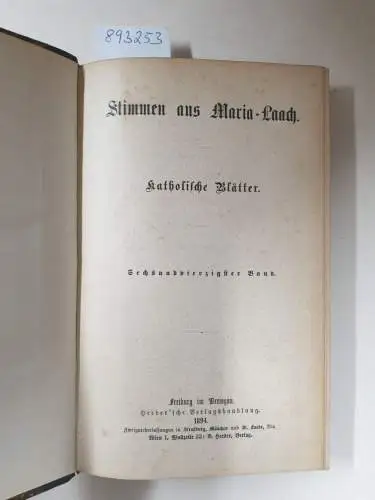 Abtei Maria Laach: Stimmen aus Maria-Laach : Jahrgang 1894 : Band 46. 