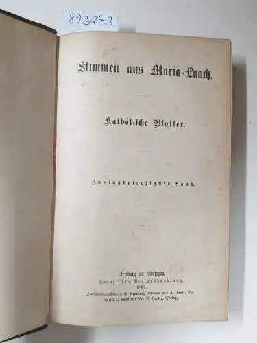 Abtei Maria Laach: Stimmen aus Maria-Laach : Jahrgang 1892 : Band 42. 