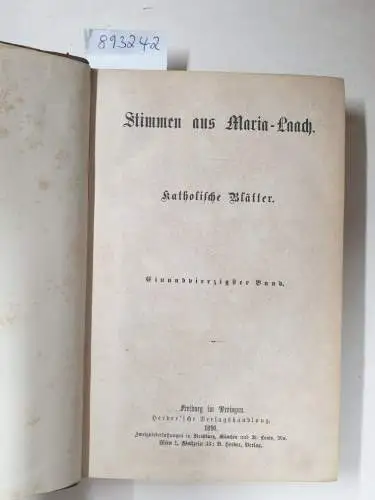 Abtei Maria Laach: Stimmen aus Maria-Laach : Jahrgang 1891 : Band 41. 