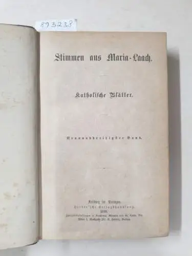Abtei Maria Laach: Stimmen aus Maria-Laach : Jahrgang 1890 : Band 39. 