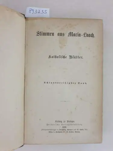 Abtei Maria Laach: Stimmen aus Maria-Laach : Jahrgang 1890 : Band 38. 