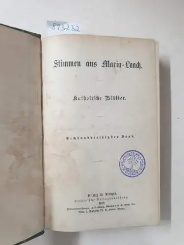 Abtei Maria Laach: Stimmen aus Maria-Laach : Jahrgang 1889 : Band 36. 