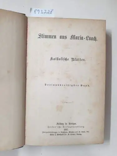 Abtei Maria Laach: Stimmen aus Maria-Laach : Jahrgang 1887 : Band 33. 
