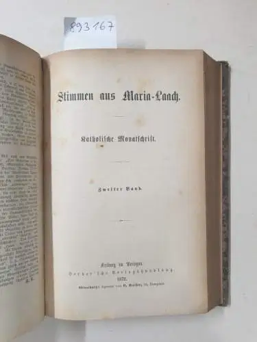 Abtei Maria Laach: Stimmen aus Maria-Laach : Band 1 und 2 : 1871 / 1872 : in einem Band. 