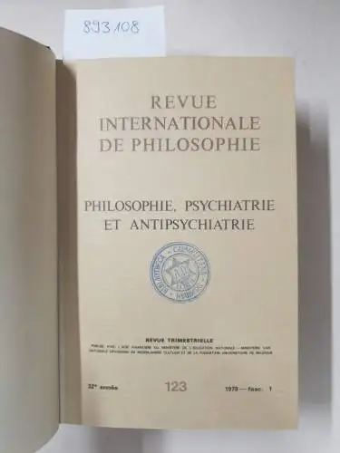 Meyer, Michel (Rédaction): Revue internationale de Philosophie. Revue trimestrielle, Band 32. 