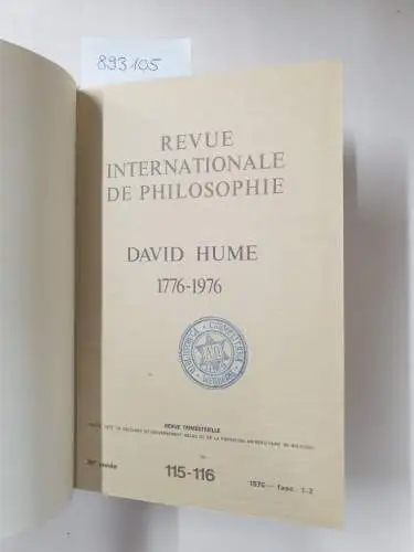 Servais, Simone und Max Servais (Rédaction): Revue internationale de Philosophie. Revue trimestrielle, Band 30. 