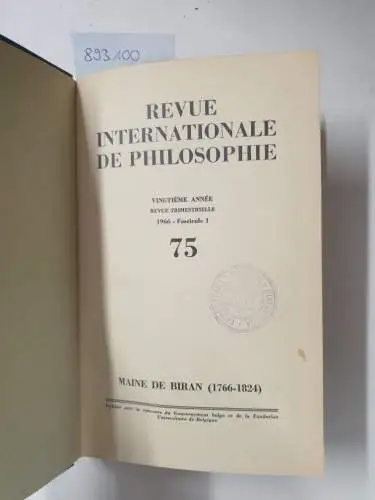 Servais, Simone (Rédaction): Revue internationale de Philosophie. Revue trimestrielle, Band 20. 