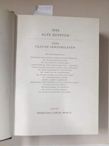Vandersleyen, Claude: Propyläen  Kunstgeschichte in achtzehn Bänden, Band 15 : Das Alte Ägypten. 