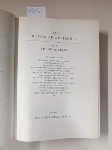 Kraus, Theodor: Propyläen Kunstgeschichte in achtzehn Bänden, Band 2 : Das römische Weltreich. 