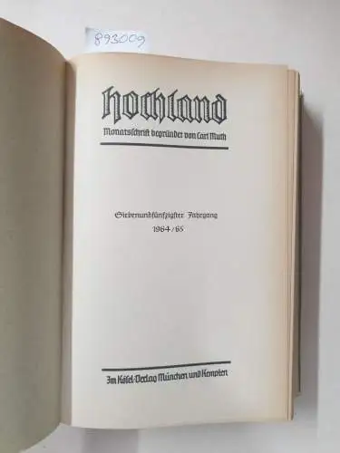 Muth, Carl: Hochland : Monatsschrift : 57. Jahrgang : 1964/65. 