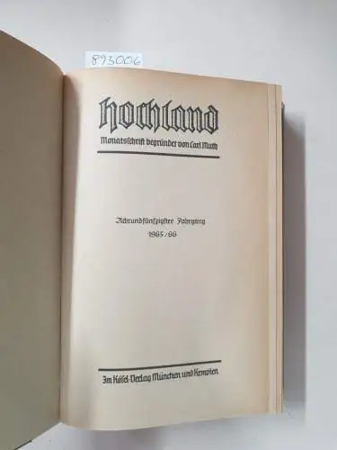 Muth, Carl: Hochland : Monatsschrift : 58. Jahrgang : 1965/66. 