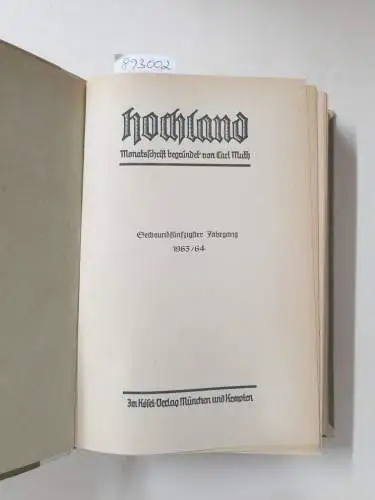 Muth, Carl: Hochland : Monatsschrift : 56. Jahrgang : 1963/64. 