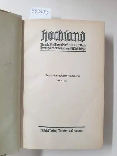 Muth, Carl und Franz Josef Schöningh (Hrsg.): Hochland : Monatsschrift : 52. Jahrgang : 1959/60. 