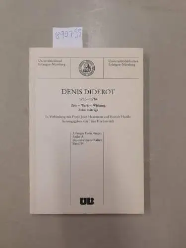 Heydenreich, Titus: Denis Diderot 1713-1784. Zeit, Werk, Wirkung. Zehn Beiträge. In Verbindung mit Josef Hausmann und Hinrich Hudde
 (= Erlanger Forschungen; Reihe A Geisteswissenschaften; 34.). 