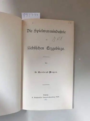 Meyer, G: Die Spielwarenindustrie im sächsischen Erzgebirge. 