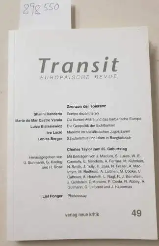 Randeria, Shalini und Tobias Berger: Transit 49: Europäische Revue : Grenzen der Toleranz. 