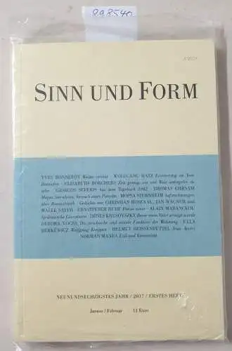 Akademie der Künste (Hrsg.): Sinn und Form : 69. Jahr : 2017 : 1. Heft : (Neuexemplar, in Originalverpackung). 