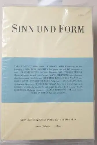 Akademie der Künste (Hrsg.): Sinn und Form : 69. Jahr : 2017 : Heft 1-5 : Konvolut 5 Hefte : (Neuexemplare). 