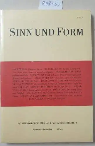 Akademie der Künste (Hrsg.): Sinn und Form : 66. Jahr : 2014 :62. Heft : (Neuexemplar, in Originalverpackung). 