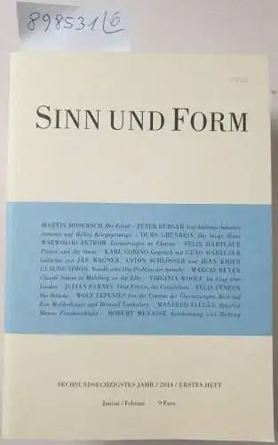 Akademie der Künste (Hrsg.): Sinn und Form : 66. Jahr : 2014 : Heft 1-6 : 6 Hefte : Komplett : (Fast neuwertig). 