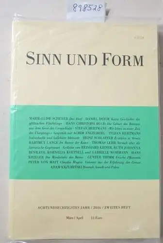 Akademie der Künste (Hrsg.): Sinn und Form : 68. Jahr : 2016 : 2. Heft : (Neuexemplar, in Originalverpackung). 
