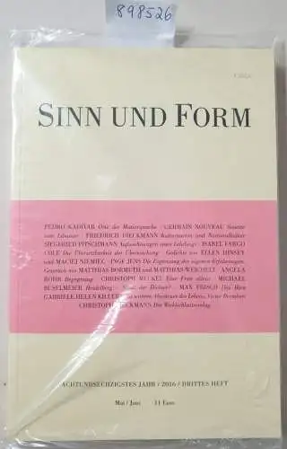 Akademie der Künste (Hrsg.): Sinn und Form : 68. Jahr : 2016 : 3. Heft : (Neuexemplar, in Originalverpackung). 