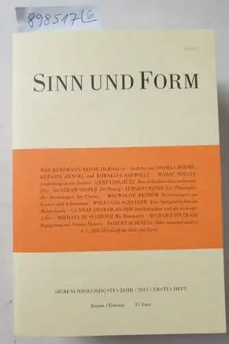 Akademie der Künste (Hrsg.): Sinn und Form : 67. Jahr : 2015 : Heft 1-6 : 6 Hefte : Komplett : (fast neuwertig). 