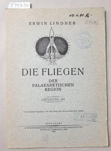 Lindner, Erwin: Die Fliegen der palaearktischen Region : Lieferung 292 
 9d. Psychodidae-Psychodinae. S. 79-108, Textfig. 195-232 und Tafel XVII-XXXII. 
