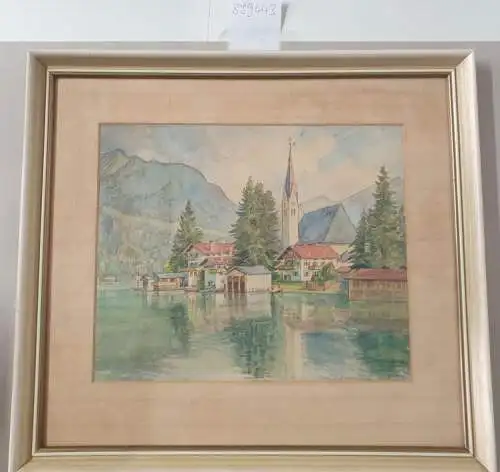 Aquarellbild : Rottach-Egern, Tegernsee, Landschaftsbild mit Bergen, 1959 enstanden