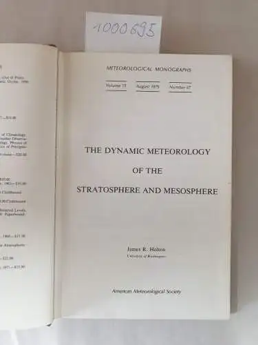 Holton, James R: The Dynamic Meterology of the Stratosphere and Mesosphere 
 (= Meteorological Monographs, volume 15, number 37, August 1975). 