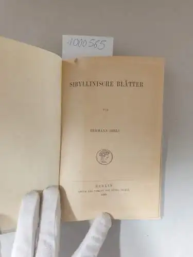 Diels, Hermann: Sibyllinische Blätter. 