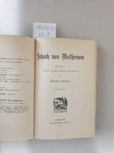 Fontane, Theodor: Schach von Wuthenow : (Vierte Auflage, in original Verlagseinband der Erstausgabe). 