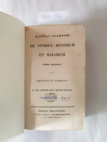 Cicero, Marcus Tullius und Johan Nicolai Madvig: De finibus bonorum et malorum. Libri quinque. 