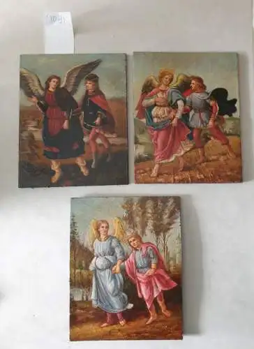Holztafel: 3 Engeldarstellungen : Bild im Stil des 16. Jahrhunderts, z.B. Bekehrung des Saulus zum Paulus. 