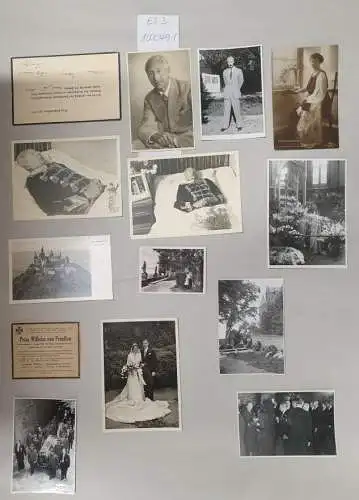 Wilhelm von Preußen: Konvolut : Original Fotografien und Foto-Postkarten : Haus Hohenzollern, Beerdigung 1951, Trauerkarte von Prinzessin Cecilie signiert. 