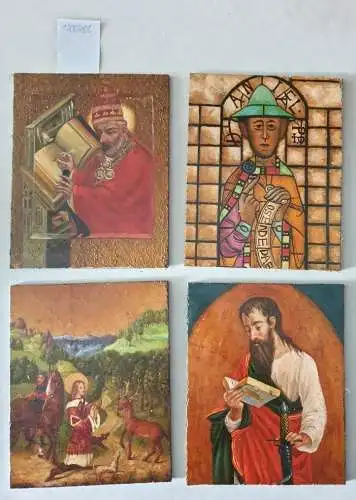 Holztafel: 5 Heiligendarstellungen Bild im Stil des 16. Jahrhunderts, z.B. hl. Hubertus, Nikolaus, Daniel, Paulus und Stephanus. 