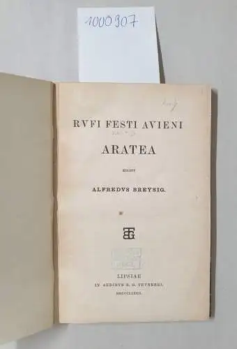 Breysig, Alfredus: Rufi Festi Avieni, Aratea. 