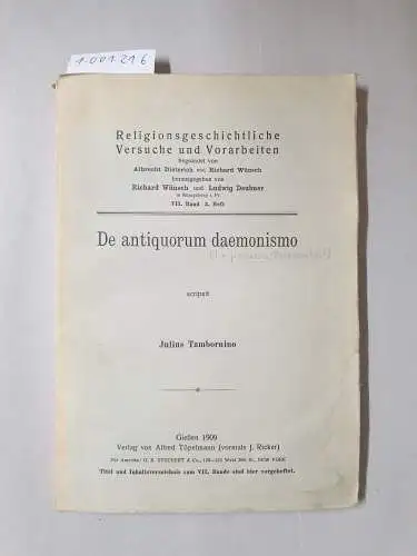 Tambornino, Julius: De antiquorum daemonismo. 