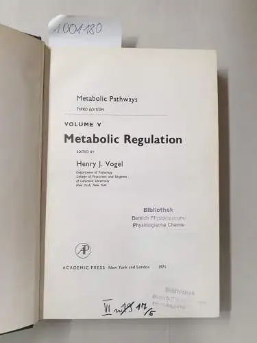 Vogel, Henry J: Metabolic Pathways: vol. 5. 