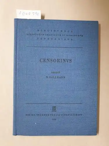 Sallmann, Nicolaus: Censorini de die natali liber ad Q. Caerellium. 