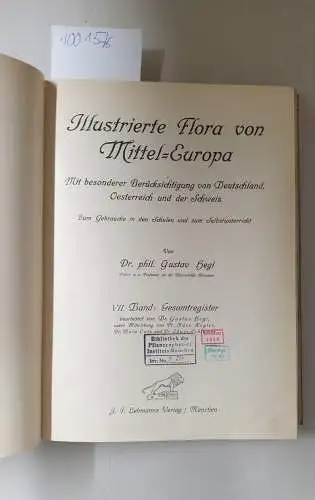 Hegi, Gustav: Illustrierte Flora von Mitteleuropa: Band VII: Gesamtregister. 