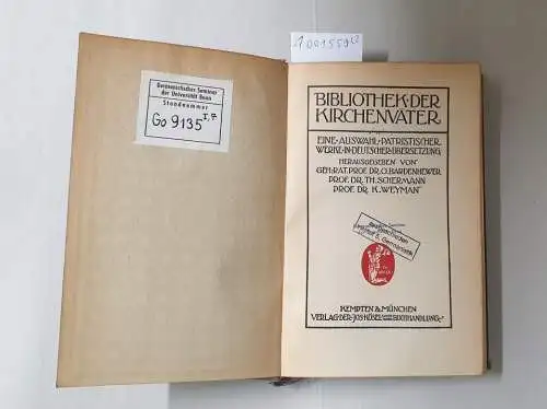 Bardenhewer (Hrsg.), O: Bibliothek der Kirchenväter - Tertullians Ausgewählte Schriften (Band 1+2 komplett). 