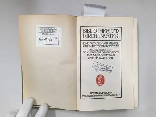 Bardenhewer (Hrsg.), O: (Bd. I-III komplett) Des heiligen Kirchenlehrers Ambrosius von Mailand ausgewählte Schriften. 