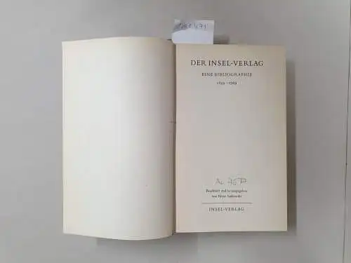 Sarkowski, Heinz: Der Insel-Verlag : Eine Bibliographie 1899 - 1969. 