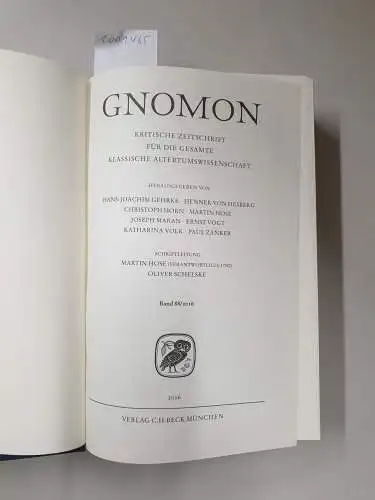Hose, Martin und Oliver Schelske: Gnomon : Band 88 / 2016 
 Kritische Zeitschrift für die gesamte Altertumswissenschaft. 