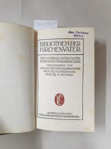 Bardenhewer, O. (Hrsg.): Des Heiligen Athanasius ausgewählte Schriften Band I+II. 