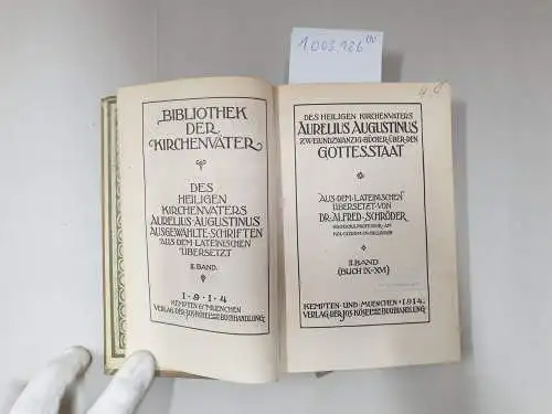 Bardenhewer (Hrsg.), O: (Bd. I-X) Bibliothek der Kirchenväter. Des heiligen Kirchenvaters Aurelius Augustinus Ausgewählte Schriften 
 (Bibliothek der Kirchenväter, Eine Auswahl patristischer Werke in deutscher Übersetzung). 