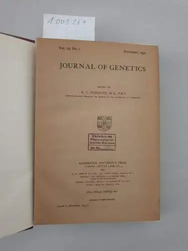 Cambridge University Press: Journal of genetics Volume XXV. 