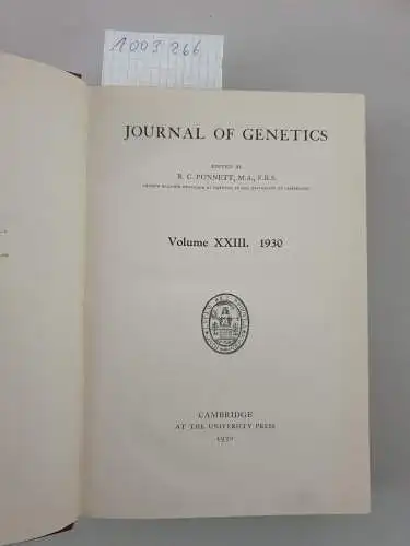 Cambridge University Press: Journal of genetics Volume XXIII. 